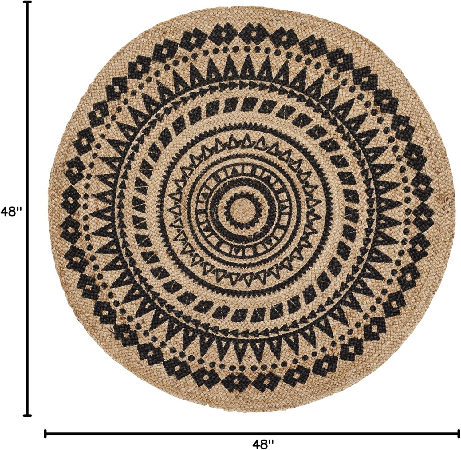image:imageSAFAVIEH Natural Fiber Collection Area Rug 3 Round Teal amp Natural Handmade Boho Mandala Braided Jute Ideal for High Traffic Areas in Living Room Bedroom NF802EBlackNatural