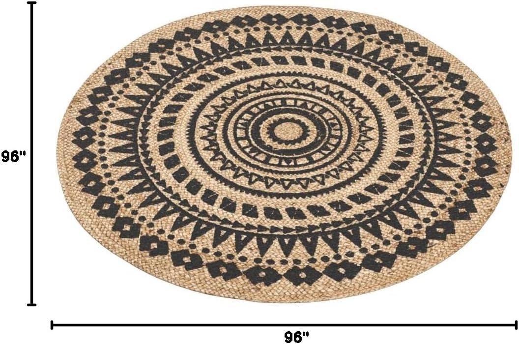 image:imageSAFAVIEH Natural Fiber Collection Area Rug 3 Round Teal amp Natural Handmade Boho Mandala Braided Jute Ideal for High Traffic Areas in Living Room Bedroom NF802EBlackNatural