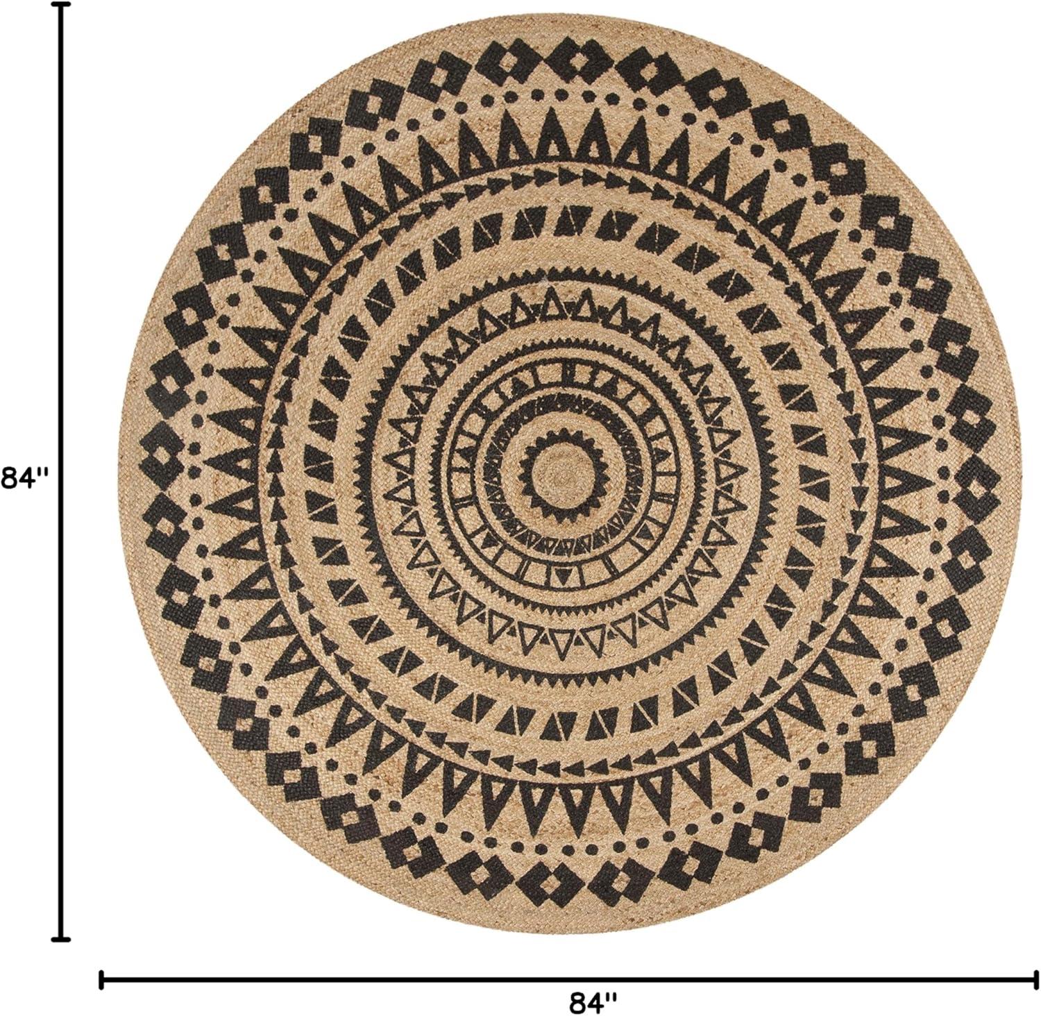 image:imageSAFAVIEH Natural Fiber Collection Area Rug 3 Round Teal amp Natural Handmade Boho Mandala Braided Jute Ideal for High Traffic Areas in Living Room Bedroom NF802EBlackNatural