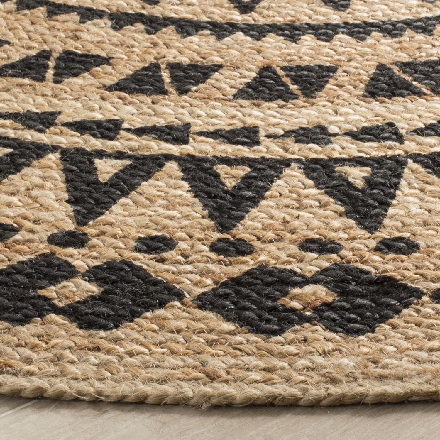 image:imageSAFAVIEH Natural Fiber Collection Area Rug 3 Round Teal amp Natural Handmade Boho Mandala Braided Jute Ideal for High Traffic Areas in Living Room Bedroom NF802EBlackNatural