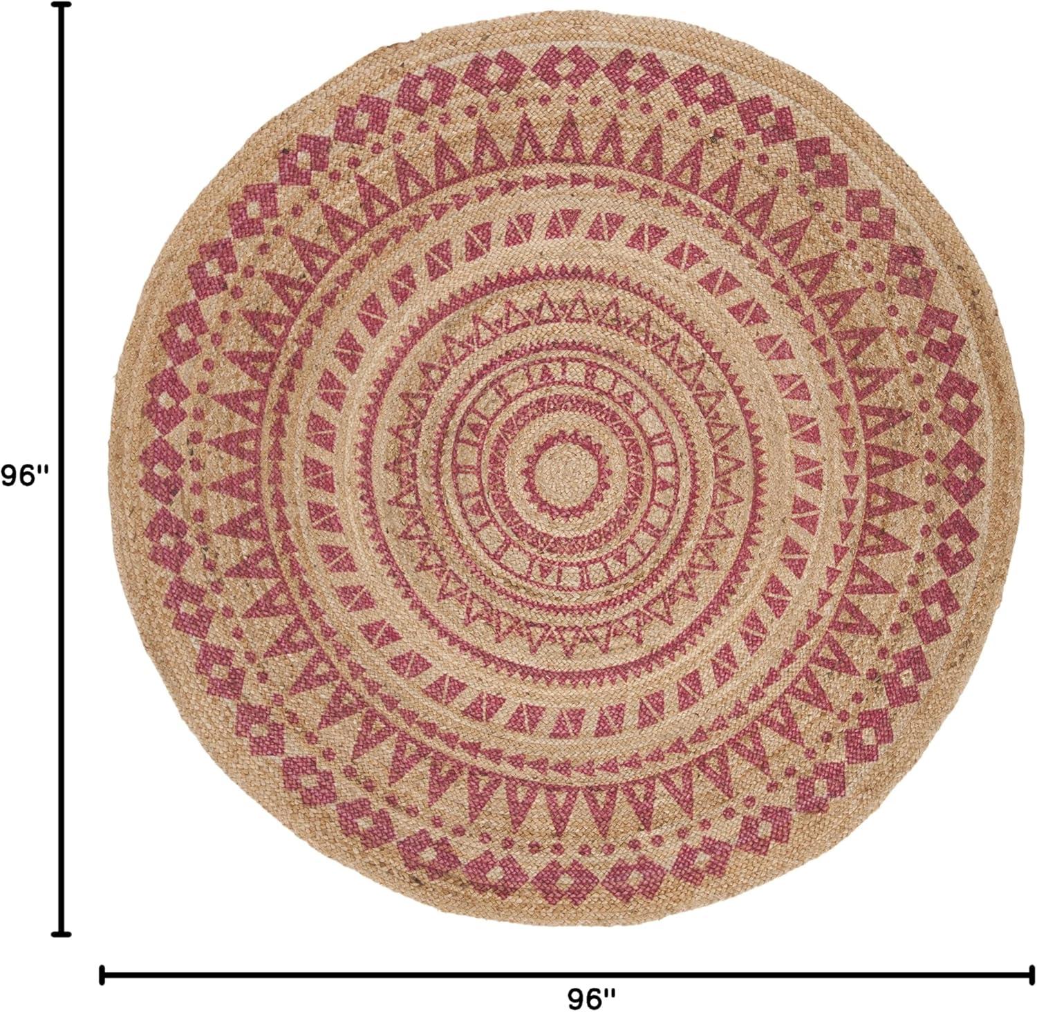 image:imageSAFAVIEH Natural Fiber Collection Area Rug 3 Round Teal amp Natural Handmade Boho Mandala Braided Jute Ideal for High Traffic Areas in Living Room Bedroom NF802EPinkNatural