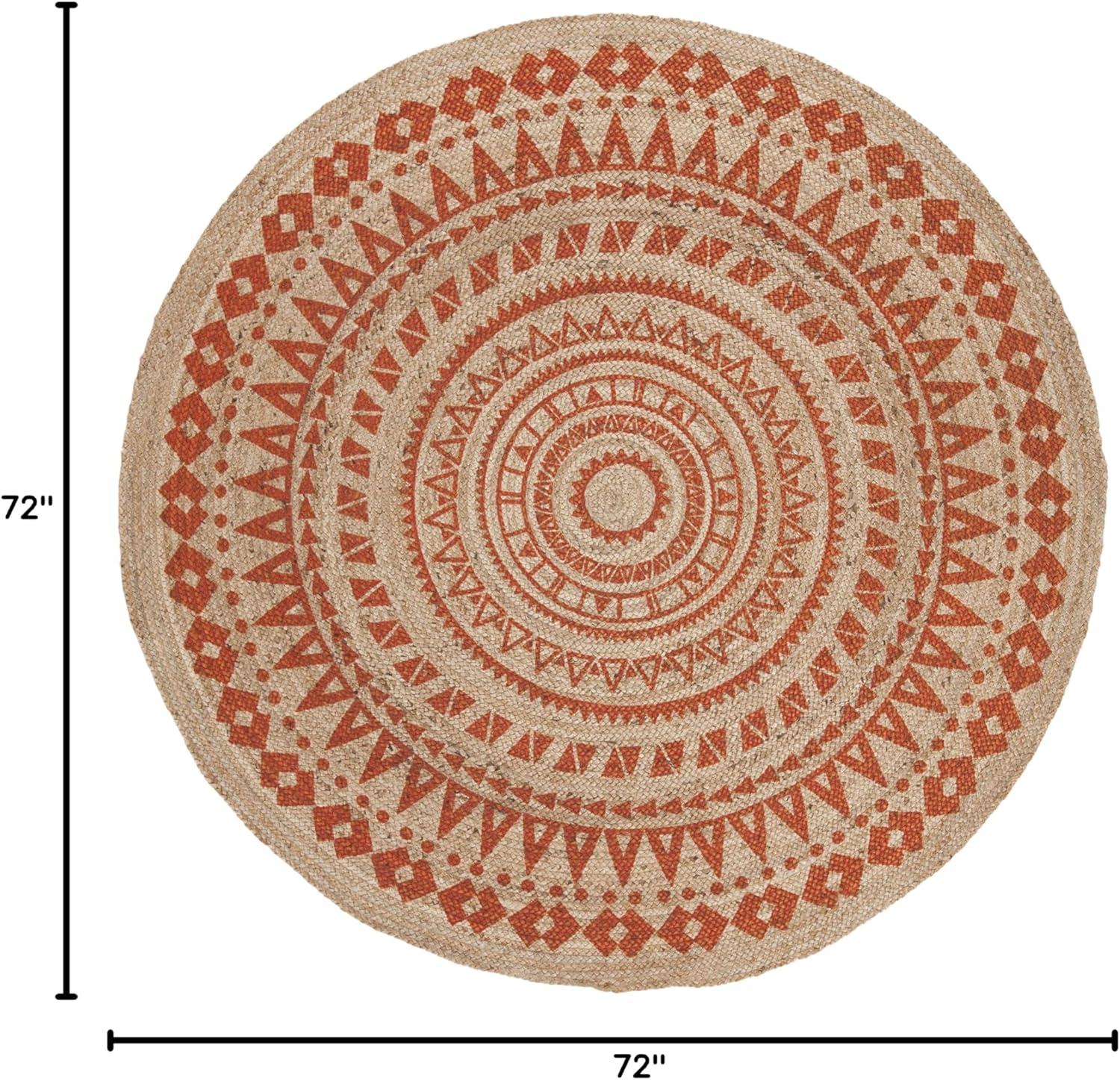 image:imageSAFAVIEH Natural Fiber Collection Area Rug 3 Round Teal amp Natural Handmade Boho Mandala Braided Jute Ideal for High Traffic Areas in Living Room Bedroom NF802EOrangeNatural