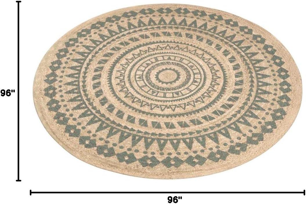 image:imageSAFAVIEH Natural Fiber Collection Area Rug 3 Round Teal amp Natural Handmade Boho Mandala Braided Jute Ideal for High Traffic Areas in Living Room Bedroom NF802EAquaNatural