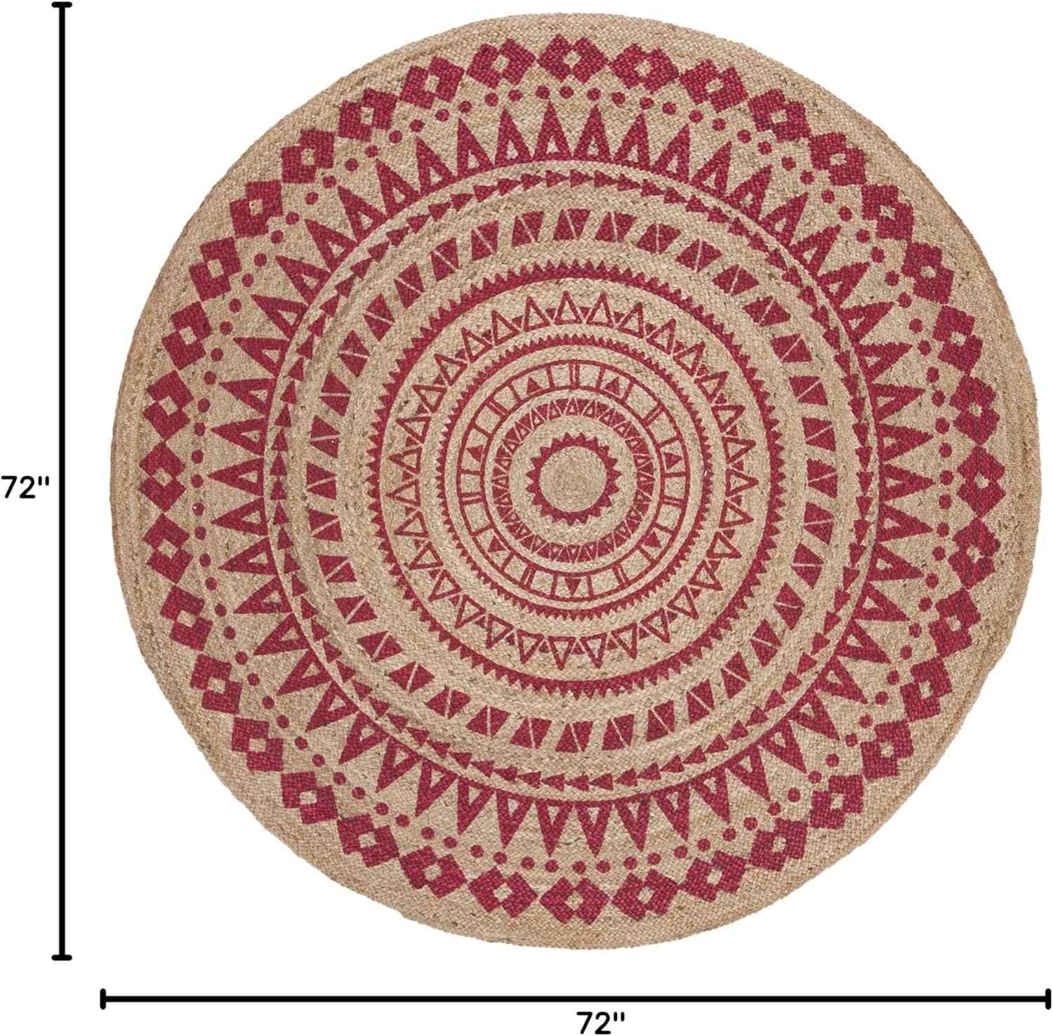 image:imageSAFAVIEH Natural Fiber Collection Area Rug 3 Round Teal amp Natural Handmade Boho Mandala Braided Jute Ideal for High Traffic Areas in Living Room Bedroom NF802EFuchsiaNatural