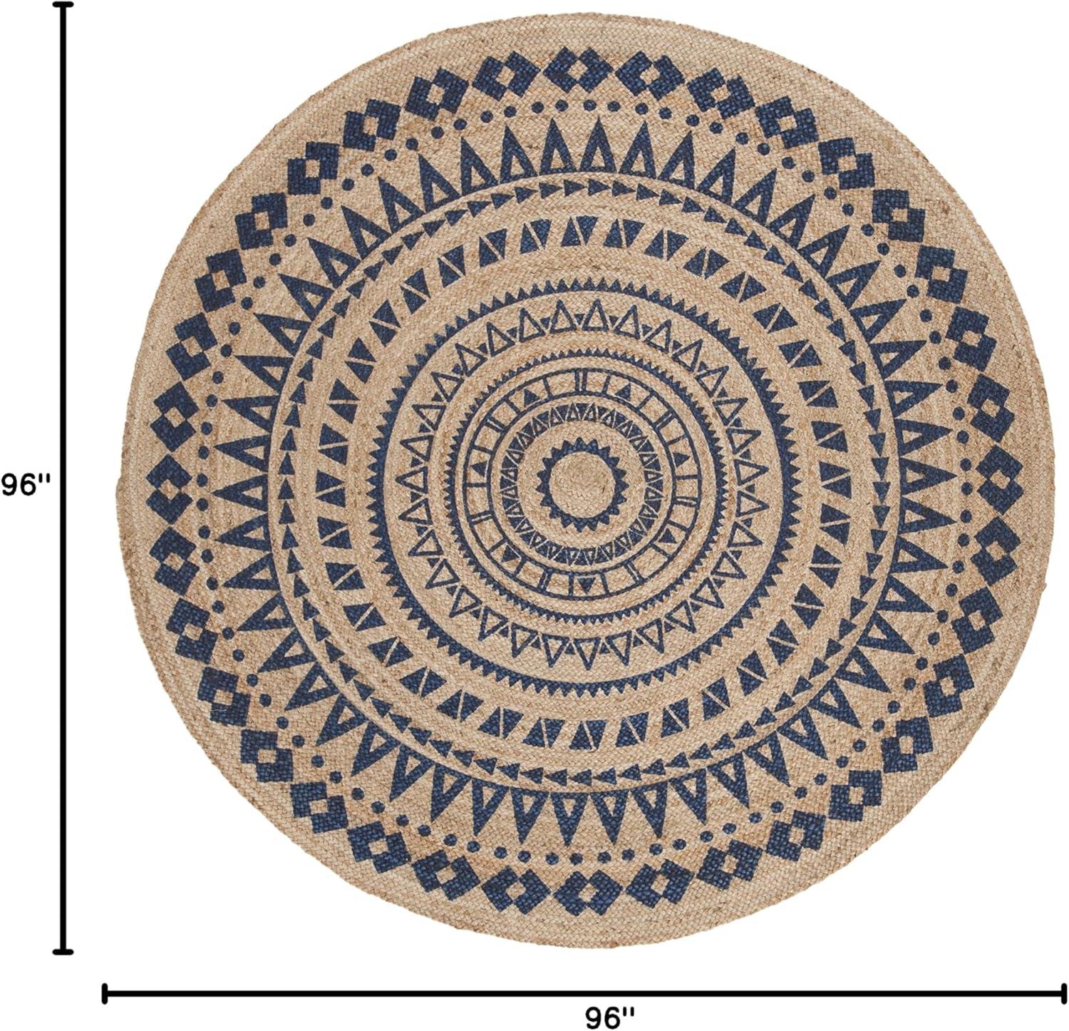 image:imageSAFAVIEH Natural Fiber Collection Area Rug 3 Round Teal amp Natural Handmade Boho Mandala Braided Jute Ideal for High Traffic Areas in Living Room Bedroom NF802ERoyal BlueNatural
