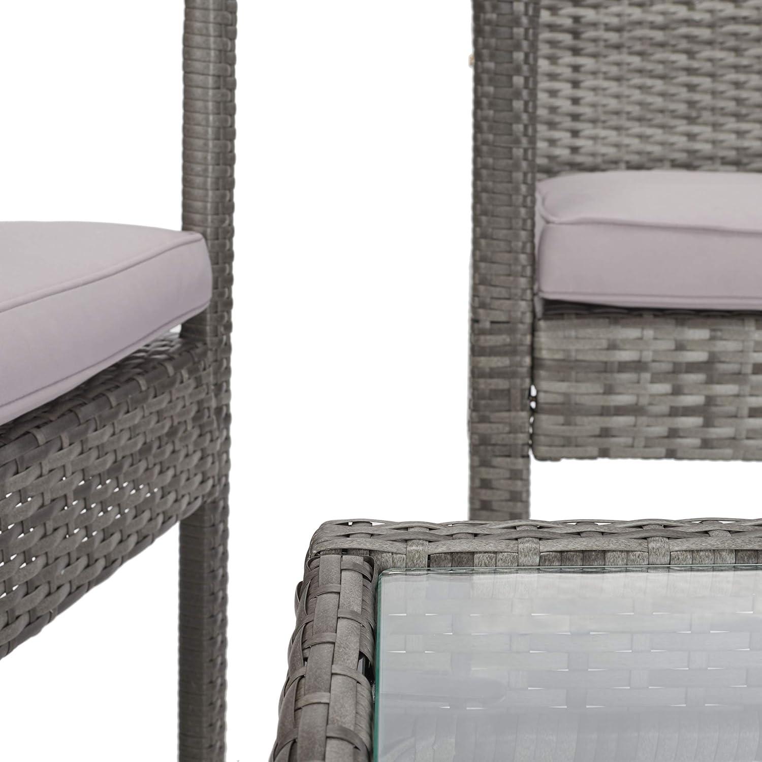image:imageSAFAVIEH Outdoor Collection Bassey NaturalWhite Cushion 4Piece Conversation Patio Set PAT7507DGreyGrey