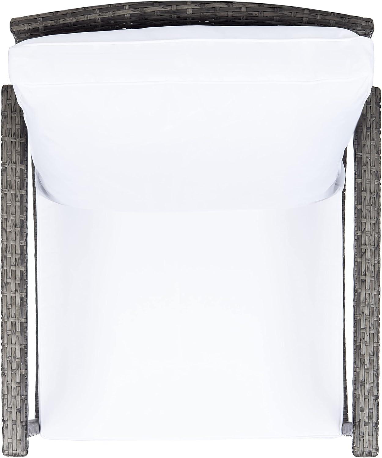 image:imageSAFAVIEH Outdoor Collection Daire Woven BeigeWhite Cushion Rocking Chair for Patio Porch Backyard SunroomGrey BrownWhite