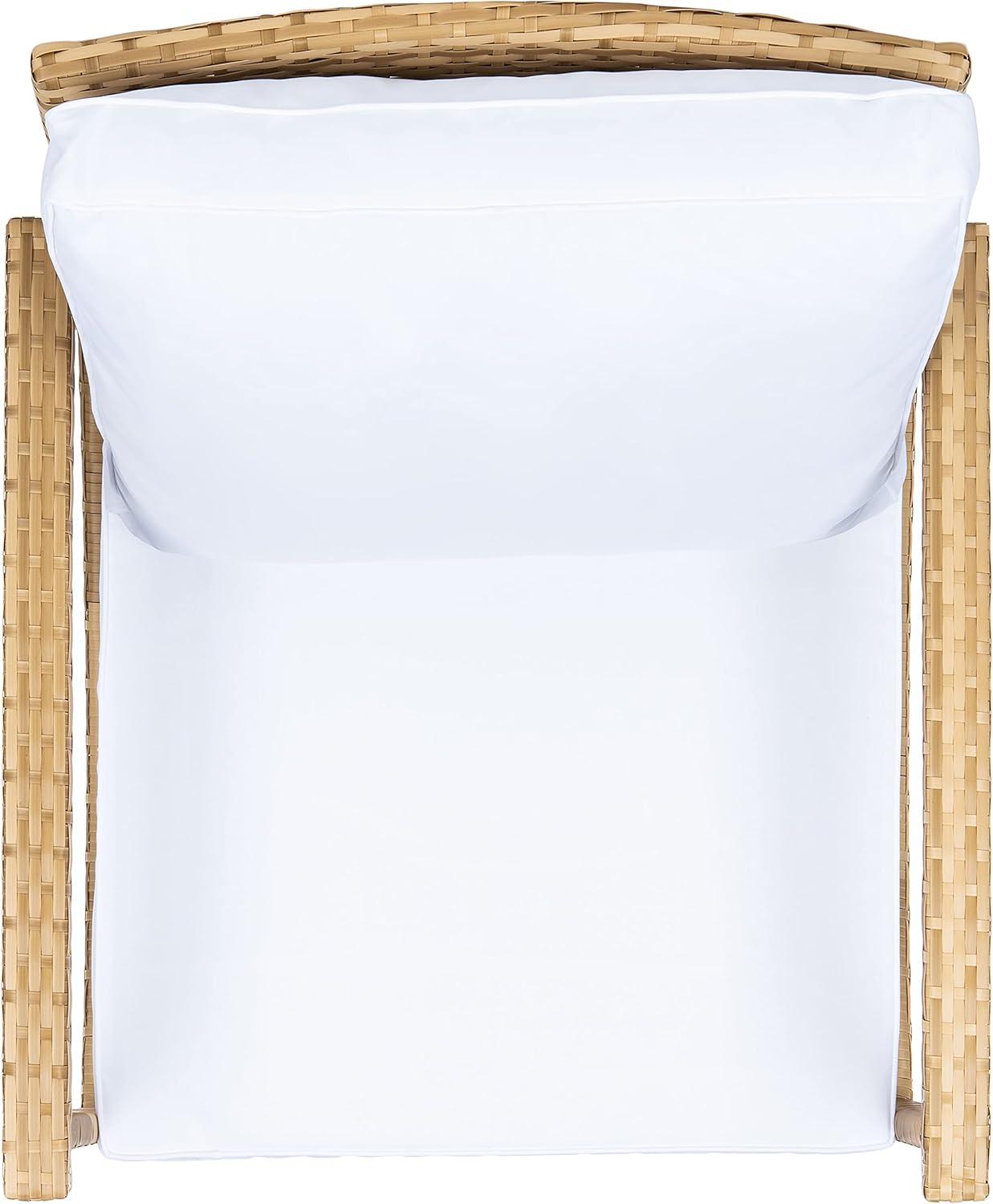 image:imageSAFAVIEH Outdoor Collection Daire Woven BeigeWhite Cushion Rocking Chair for Patio Porch Backyard SunroomNaturalWhite