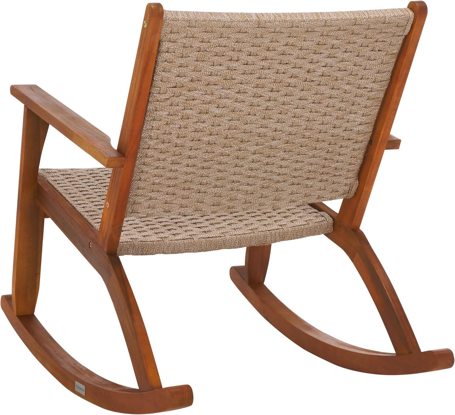 image:imageSAFAVIEH Outdoor Collection Daniel Natural Solid Wood Rocking Chair
