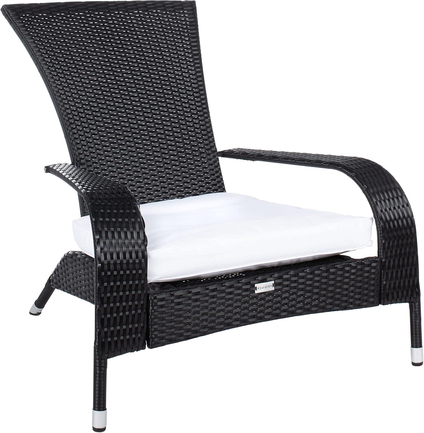 image:imageSAFAVIEH Outdoor Collection Edna NaturalWhite Cushion 3Piece Lounge Set with Table PAT7719DBlackWhite