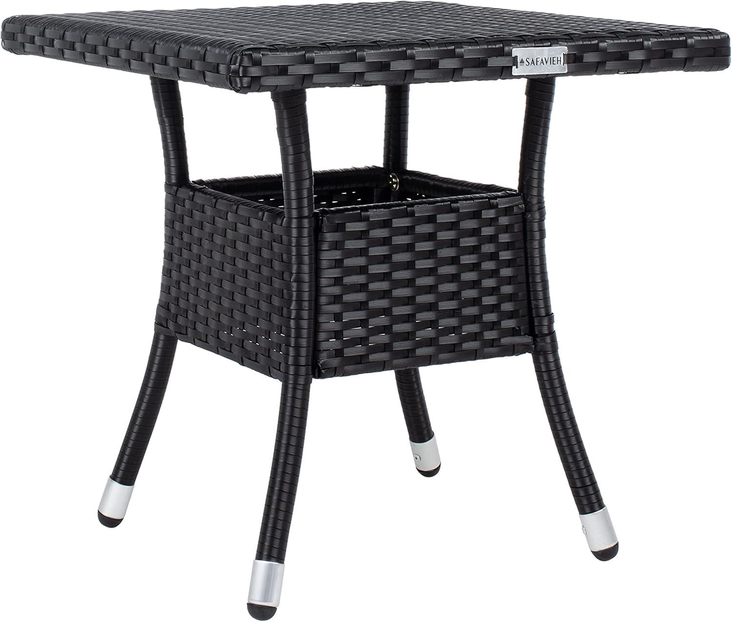 image:imageSAFAVIEH Outdoor Collection Edna NaturalWhite Cushion 3Piece Lounge Set with Table PAT7719DBlackWhite