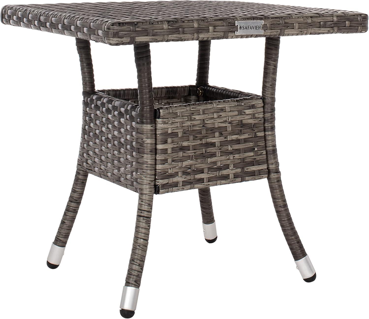 image:imageSAFAVIEH Outdoor Collection Edna NaturalWhite Cushion 3Piece Lounge Set with Table PAT7719DGrey BrownWhite