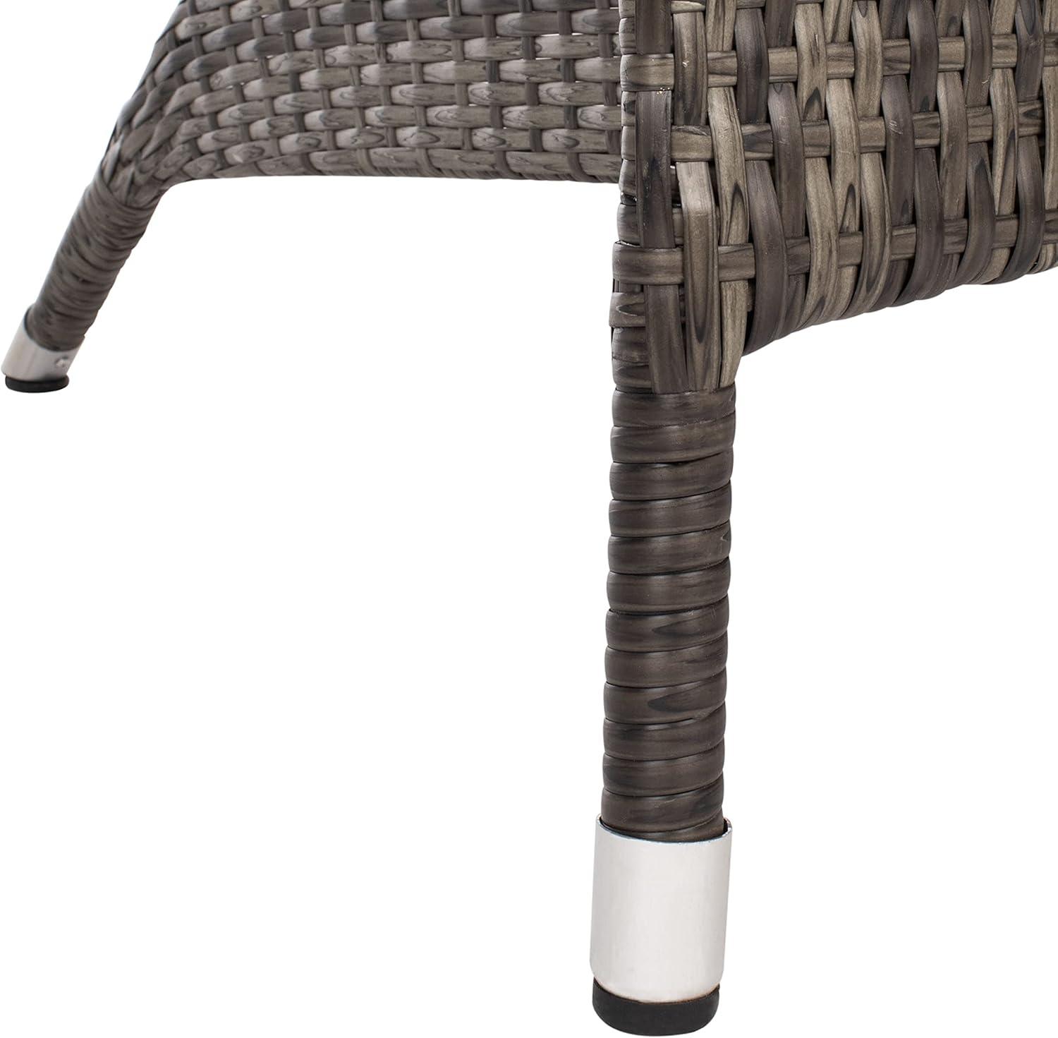 image:imageSAFAVIEH Outdoor Collection Edna NaturalWhite Cushion 3Piece Lounge Set with Table PAT7719DGrey BrownWhite
