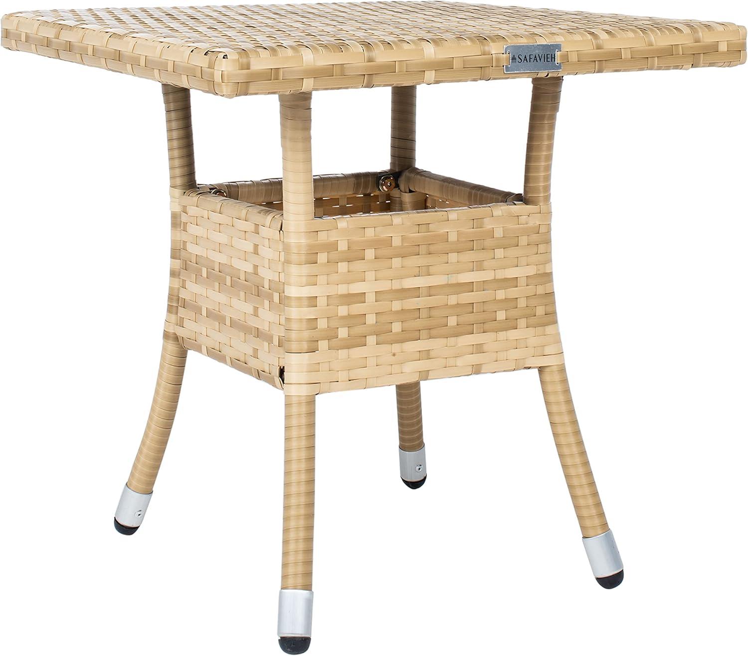 image:imageSAFAVIEH Outdoor Collection Edna NaturalWhite Cushion 3Piece Lounge Set with Table PAT7719DNaturalWhite