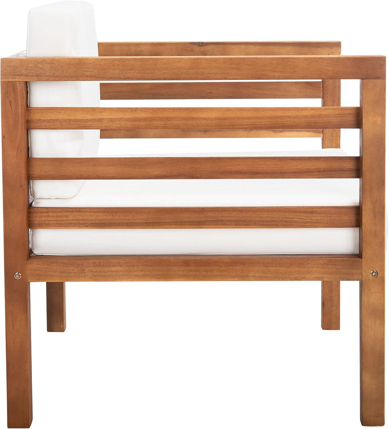 image:imageSAFAVIEH Outdoor Collection Kinnell Natural Acacia WoodGrey Cushion ArmchairNaturalBeige