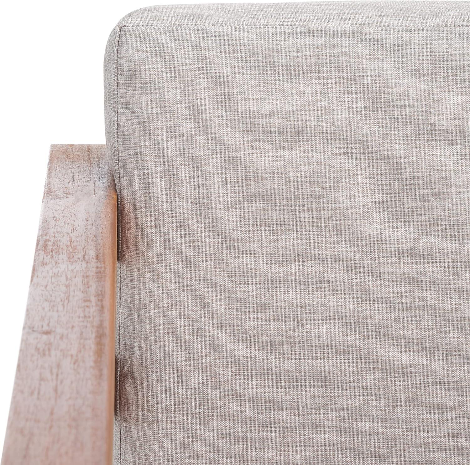 image:imageSAFAVIEH Outdoor Collection Kinnell Natural Acacia WoodGrey Cushion ArmchairNaturalLight Grey