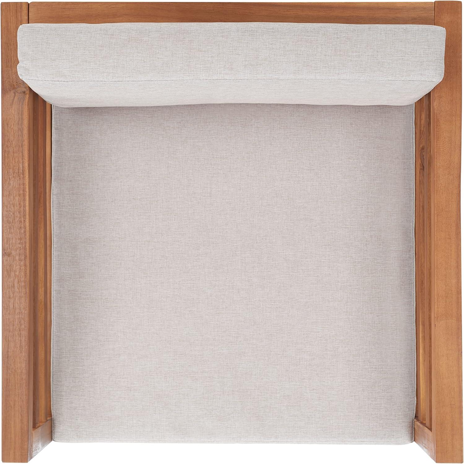 image:imageSAFAVIEH Outdoor Collection Kinnell Natural Acacia WoodGrey Cushion ArmchairNaturalLight Grey