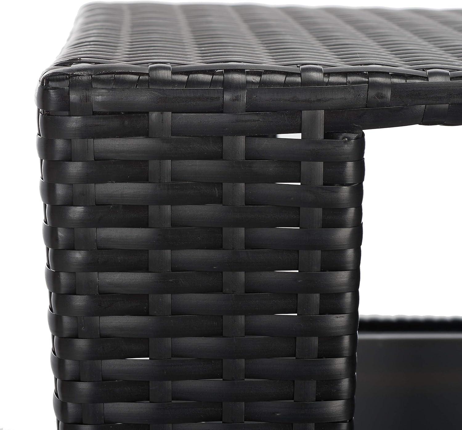 image:imageSAFAVIEH Outdoor Collection Mazeli Grey Brown Woven Square Lid Trash Bin Fully Assembled PAT7512CBlack