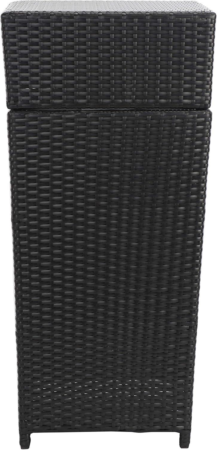 image:imageSAFAVIEH Outdoor Collection Mazeli Grey Brown Woven Square Lid Trash Bin Fully Assembled PAT7512CBlack