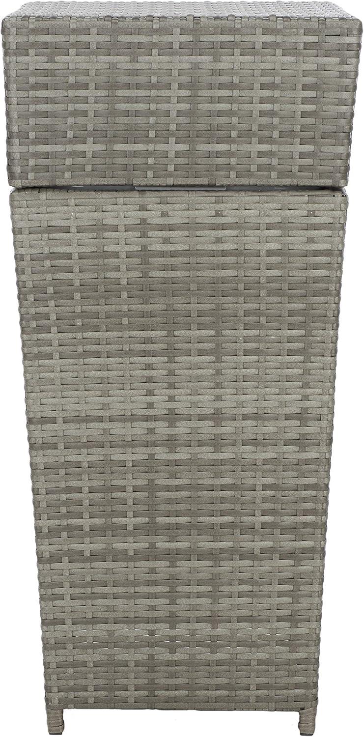 image:imageSAFAVIEH Outdoor Collection Mazeli Grey Brown Woven Square Lid Trash Bin Fully Assembled PAT7512CGray