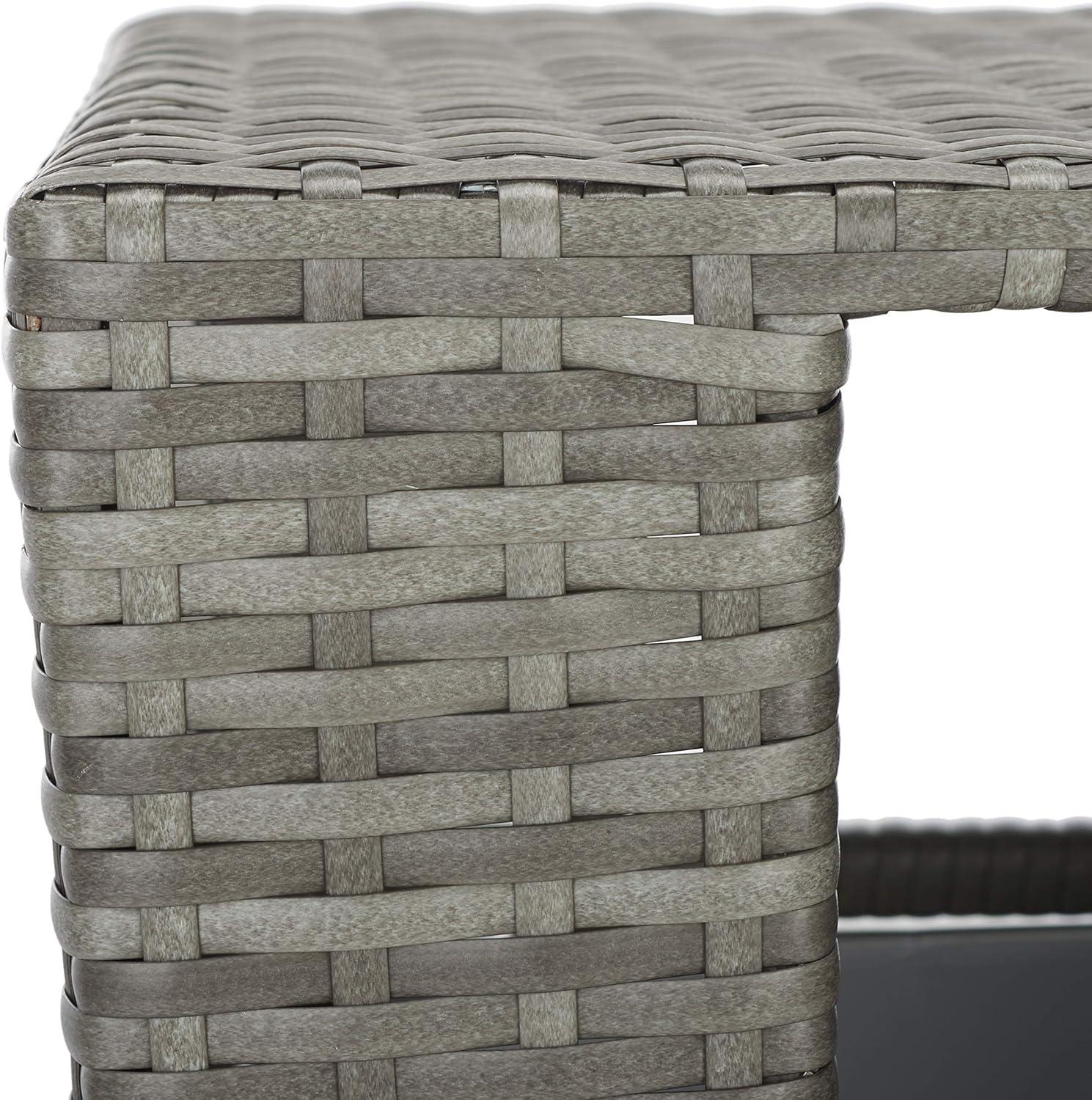 image:imageSAFAVIEH Outdoor Collection Mazeli Grey Brown Woven Square Lid Trash Bin Fully Assembled PAT7512CGray