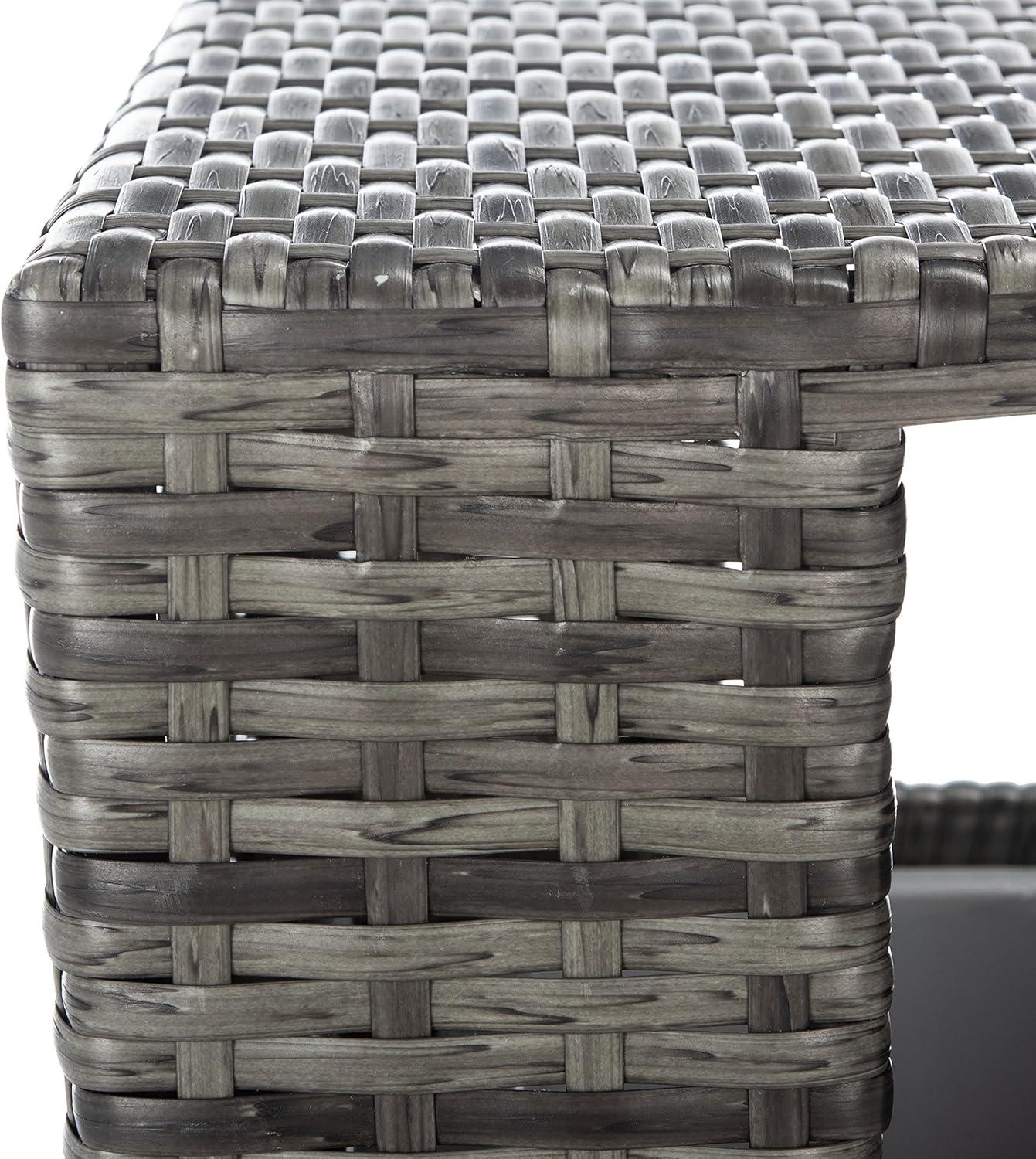 image:imageSAFAVIEH Outdoor Collection Mazeli Grey Brown Woven Square Lid Trash Bin Fully Assembled PAT7512CGrey Brown