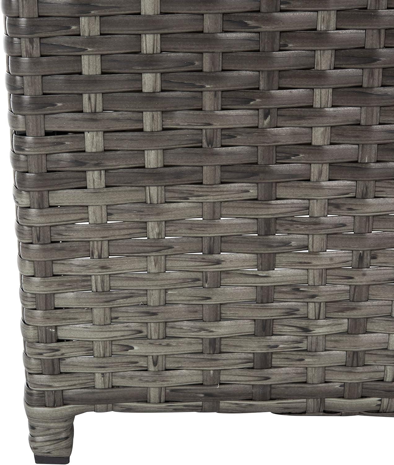 image:imageSAFAVIEH Outdoor Collection Mazeli Grey Brown Woven Square Lid Trash Bin Fully Assembled PAT7512CGrey Brown