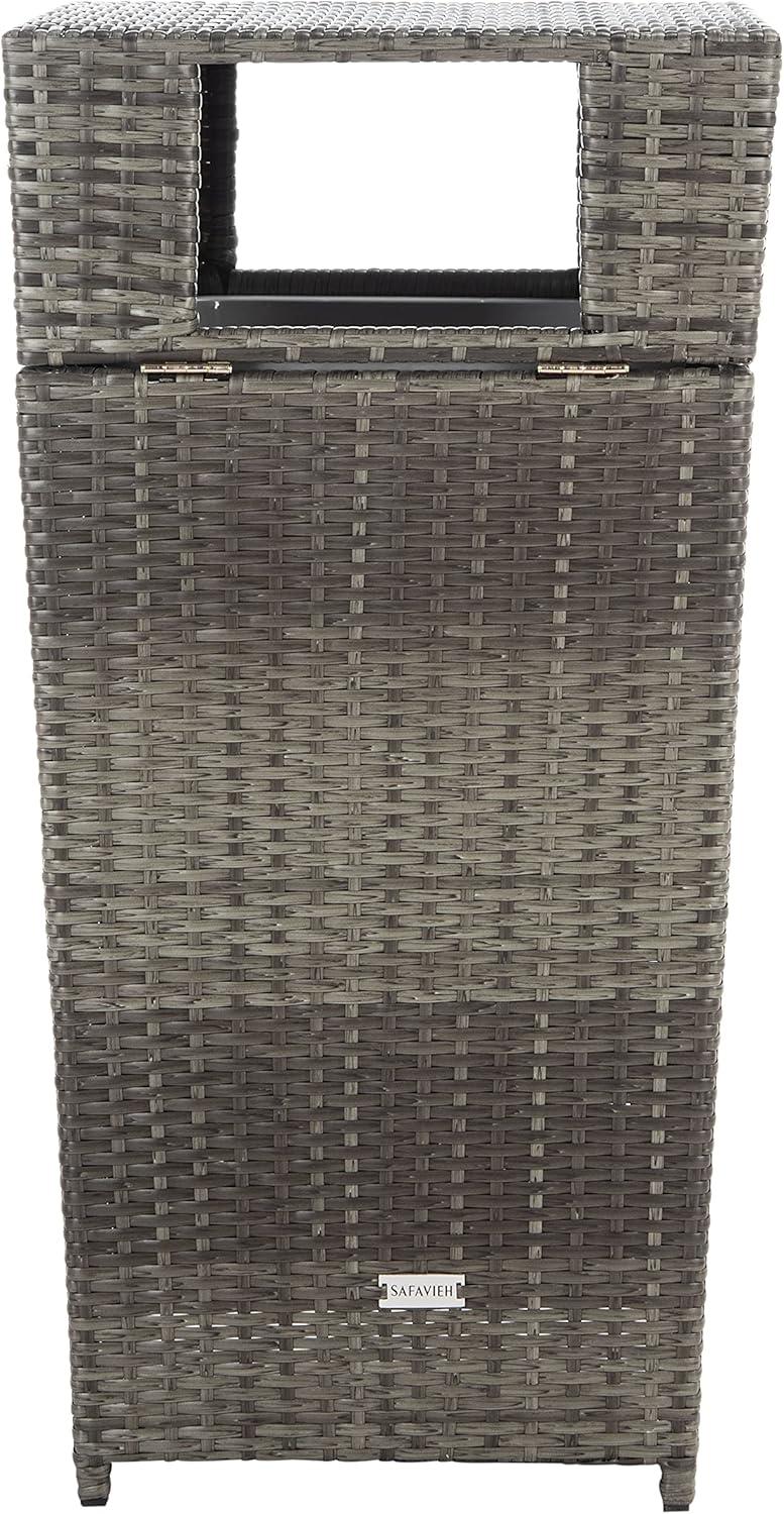 image:imageSAFAVIEH Outdoor Collection Mazeli Grey Brown Woven Square Lid Trash Bin Fully Assembled PAT7512CGrey Brown