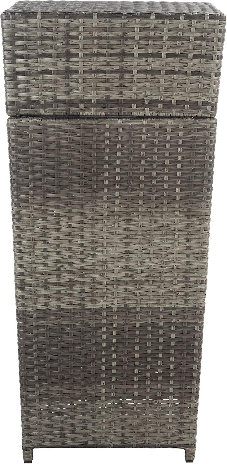 image:imageSAFAVIEH Outdoor Collection Mazeli Grey Brown Woven Square Lid Trash Bin Fully Assembled PAT7512CGrey Brown