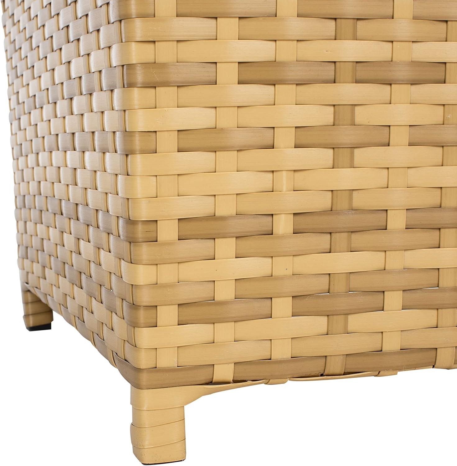image:imageSAFAVIEH Outdoor Collection Mazeli Grey Brown Woven Square Lid Trash Bin Fully Assembled PAT7512CNatural