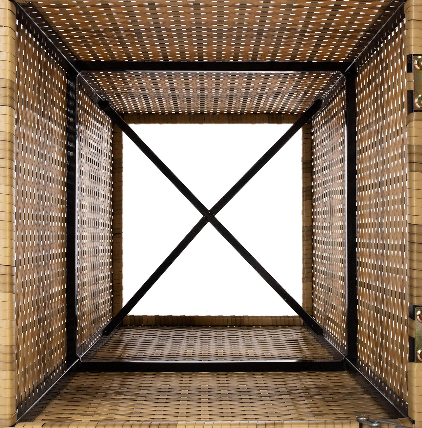 image:imageSAFAVIEH Outdoor Collection Mazeli Grey Brown Woven Square Lid Trash Bin Fully Assembled PAT7512CNatural