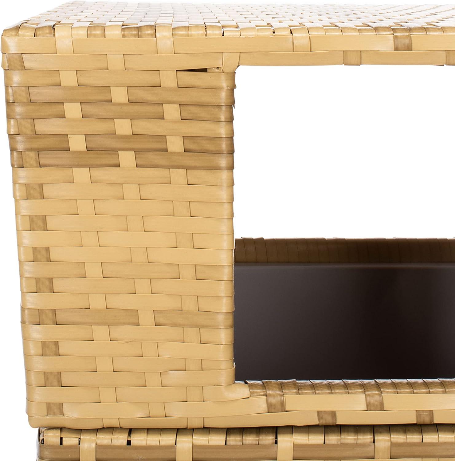 image:imageSAFAVIEH Outdoor Collection Mazeli Grey Brown Woven Square Lid Trash Bin Fully Assembled PAT7512CNatural