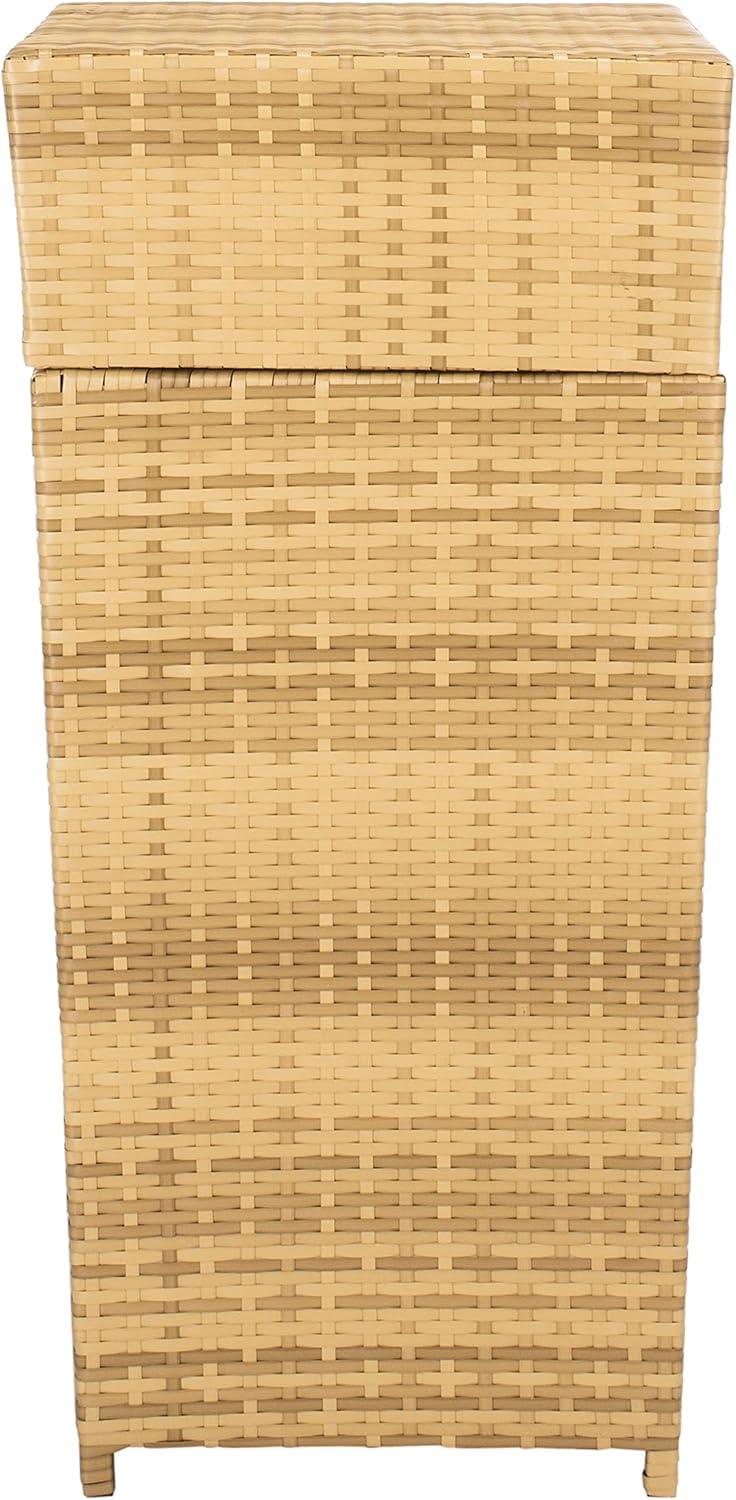 image:imageSAFAVIEH Outdoor Collection Mazeli Grey Brown Woven Square Lid Trash Bin Fully Assembled PAT7512CNatural