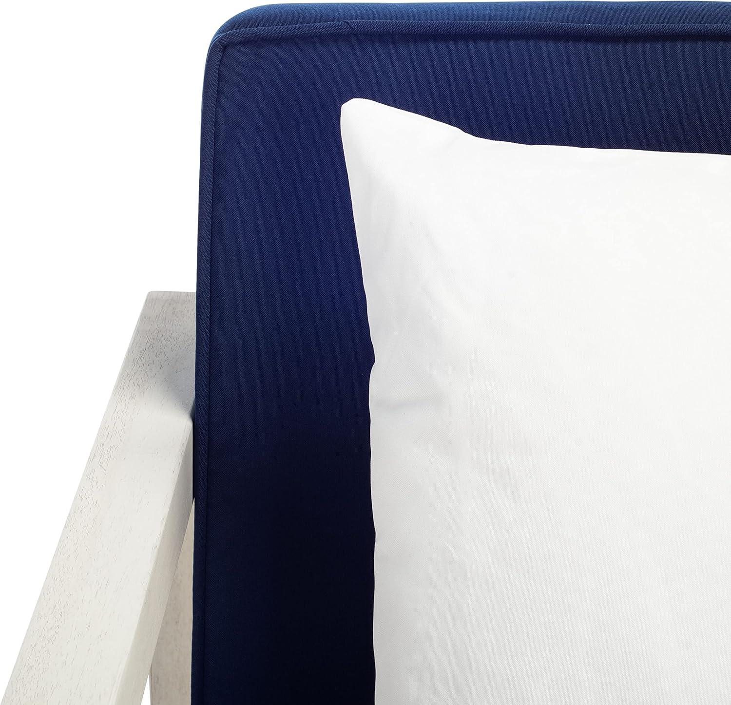 image:imageSAFAVIEH Outdoor Collection Montez Natural Beige Cushions Navy Pillows 4Piece Conversation Patio SetWhite Navy Solid Pillow