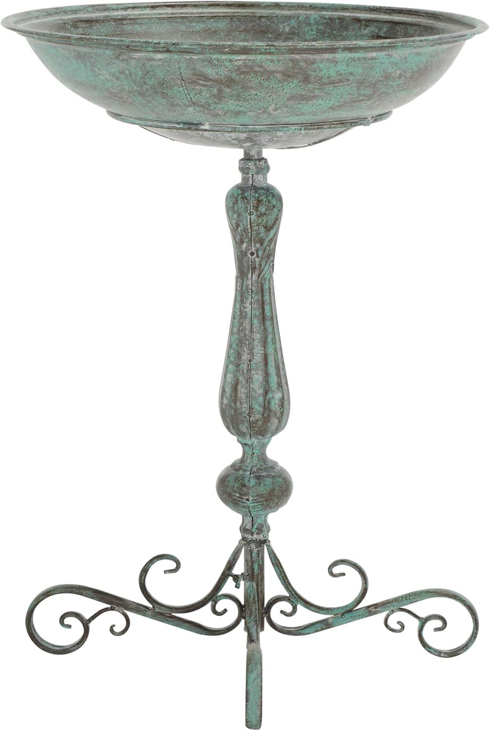 image:imageSAFAVIEH Outdoor Collection Orian Antique Dark Green Wrought Iron Bird BathAntique Dark Green