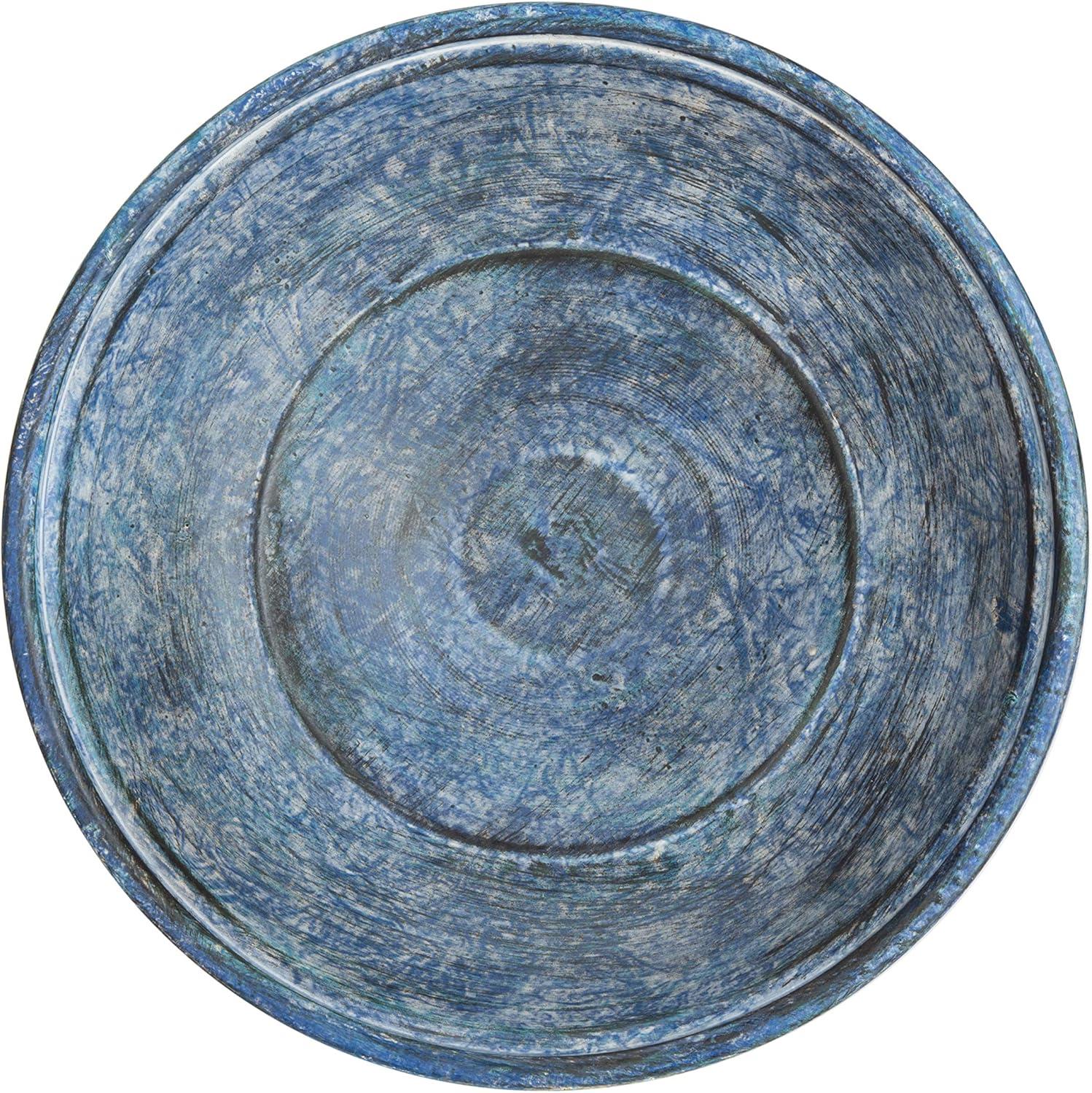 image:imageSAFAVIEH Outdoor Collection Orian Antique Dark Green Wrought Iron Bird BathMossy Blue
