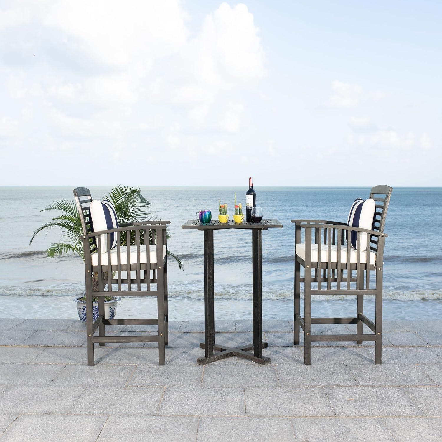image:imageSAFAVIEH Outdoor Collection Pate White Navy Cushions Stripe Pillows 3Piece Bar Table Bistro SetBlack Beige Thick Stripe P