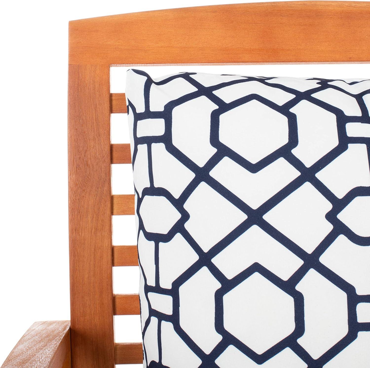 image:imageSAFAVIEH Outdoor Collection Pate White Navy Cushions Stripe Pillows 3Piece Bar Table Bistro SetNatural Navy Trellis P