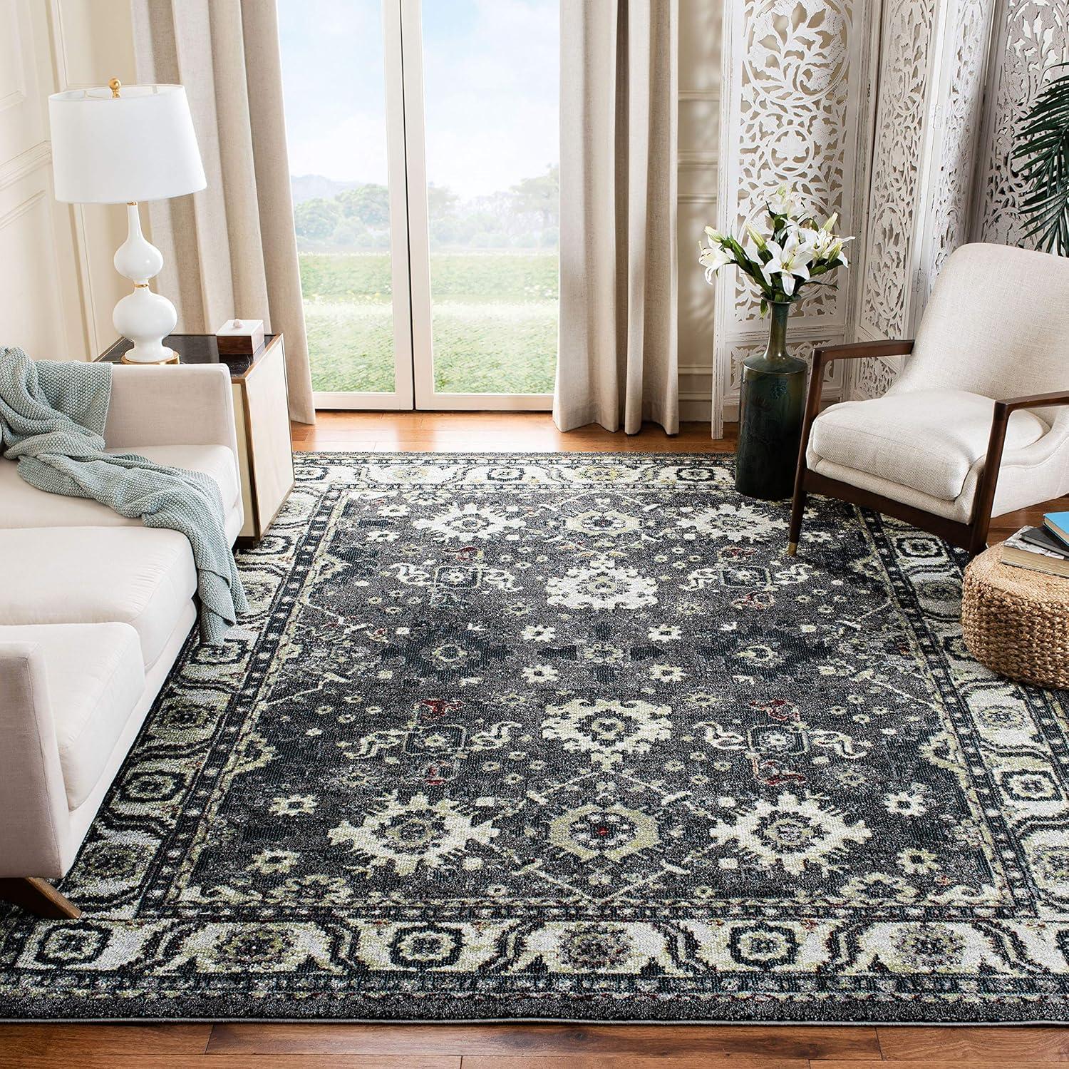 image:imageSAFAVIEH Vintage Hamadan Collection Area Rug 10 Square Taupe Traditional Persian Design NonShedding amp Easy to Clean Ideal for Living Room Bedroom Dining Space VTH214TDark GreyIvory