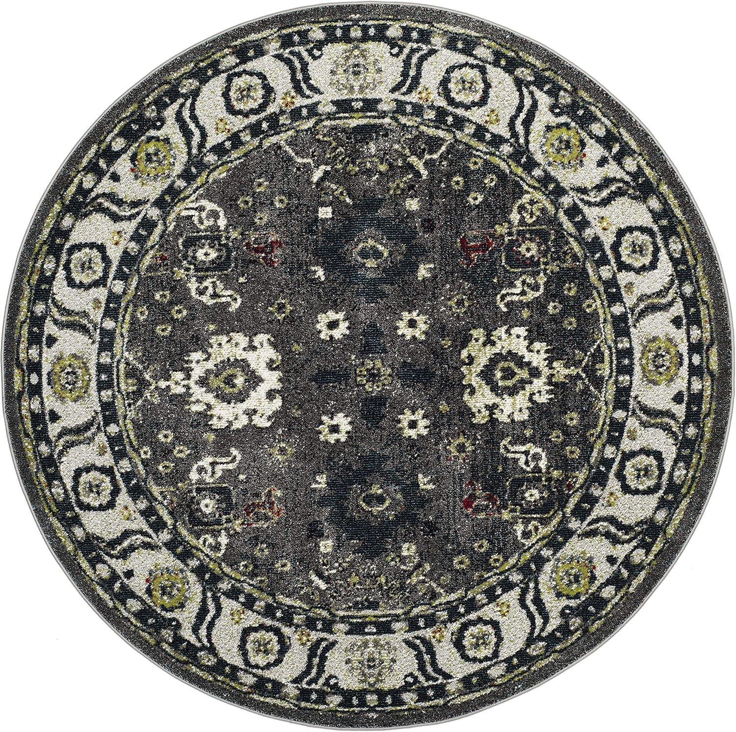 image:imageSAFAVIEH Vintage Hamadan Collection Area Rug 10 Square Taupe Traditional Persian Design NonShedding amp Easy to Clean Ideal for Living Room Bedroom Dining Space VTH214TDark GreyIvory