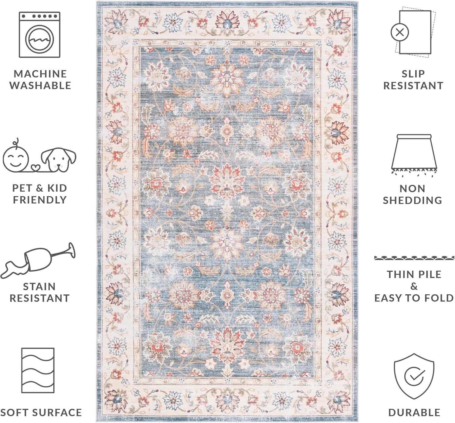 image:imageSAFAVIEH Washable Rug Arizona Collection 5 x 8 Green amp Beige Slip Resistant amp Easy to Clean Ideal for Living Room Bedroom Home Office Dining Space ARZ112YGreenBeige