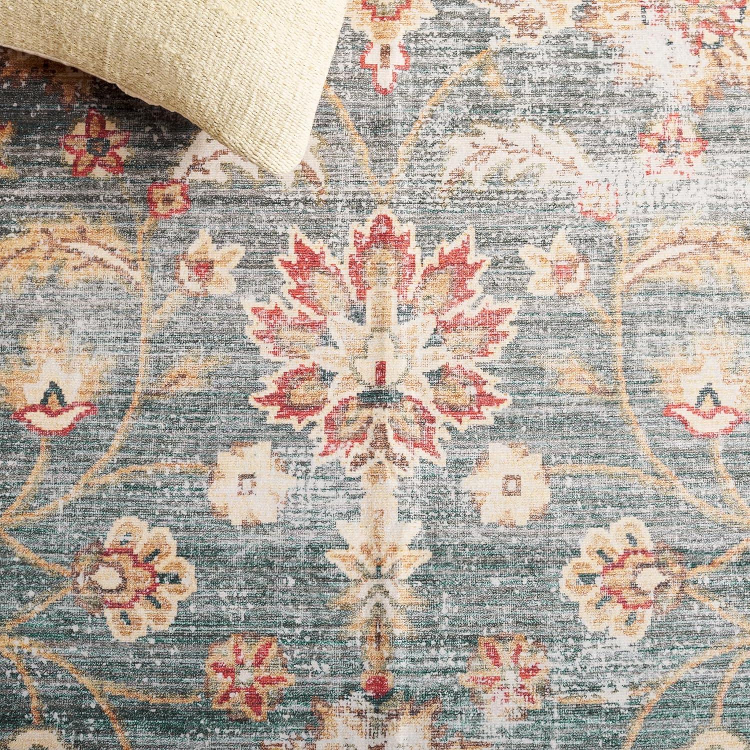 image:imageSAFAVIEH Washable Rug Arizona Collection 5 x 8 Green amp Beige Slip Resistant amp Easy to Clean Ideal for Living Room Bedroom Home Office Dining Space ARZ112YGreenBeige