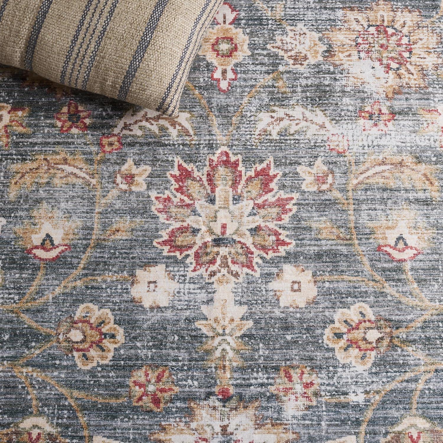 image:imageSAFAVIEH Washable Rug Arizona Collection 5 x 8 Green amp Beige Slip Resistant amp Easy to Clean Ideal for Living Room Bedroom Home Office Dining Space ARZ112YGreenBeige