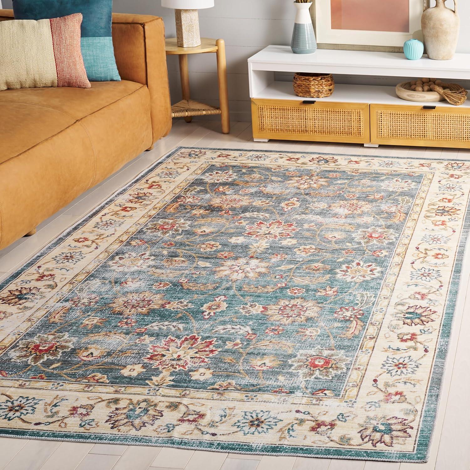 image:imageSAFAVIEH Washable Rug Arizona Collection 5 x 8 Green amp Beige Slip Resistant amp Easy to Clean Ideal for Living Room Bedroom Home Office Dining Space ARZ112YGreenBeige