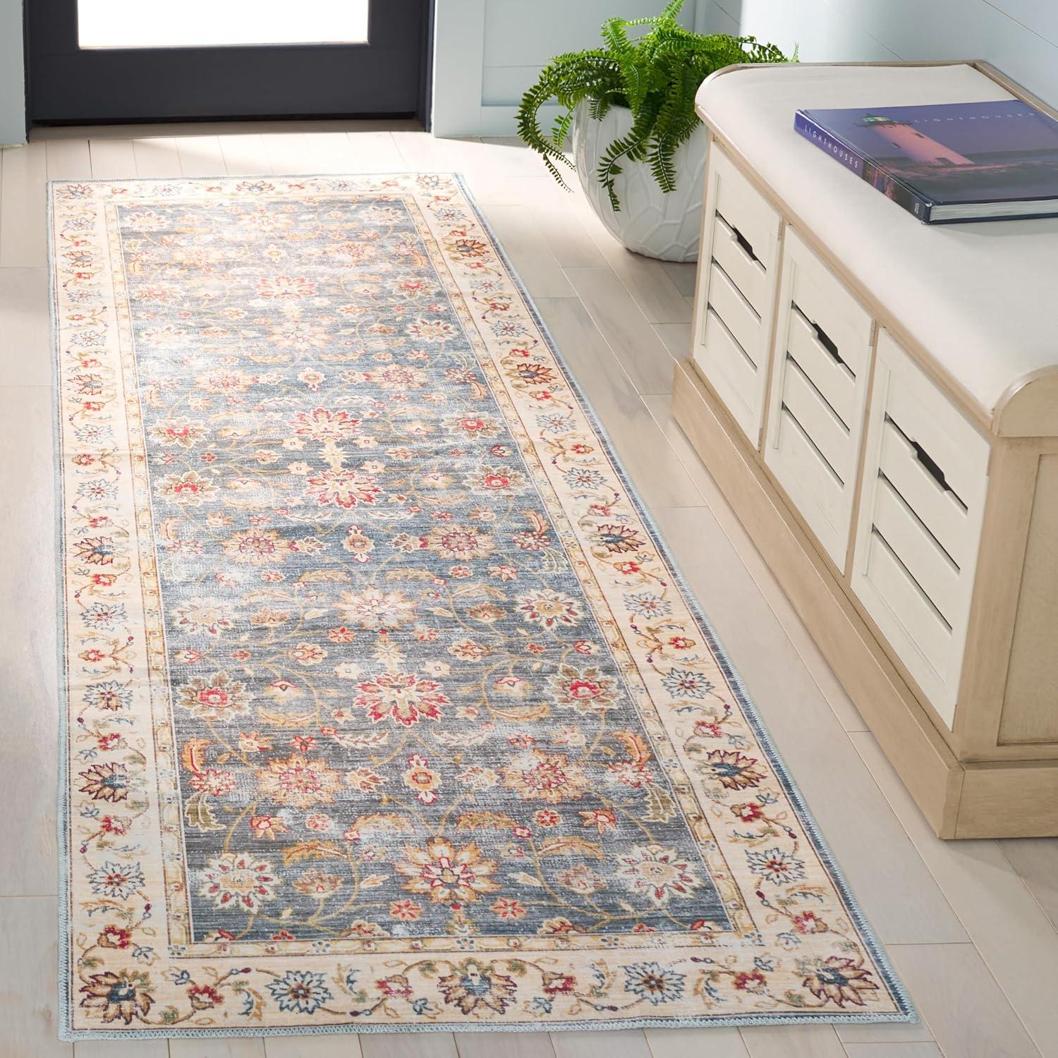 image:imageSAFAVIEH Washable Rug Arizona Collection 5 x 8 Green amp Beige Slip Resistant amp Easy to Clean Ideal for Living Room Bedroom Home Office Dining Space ARZ112YGreenBeige