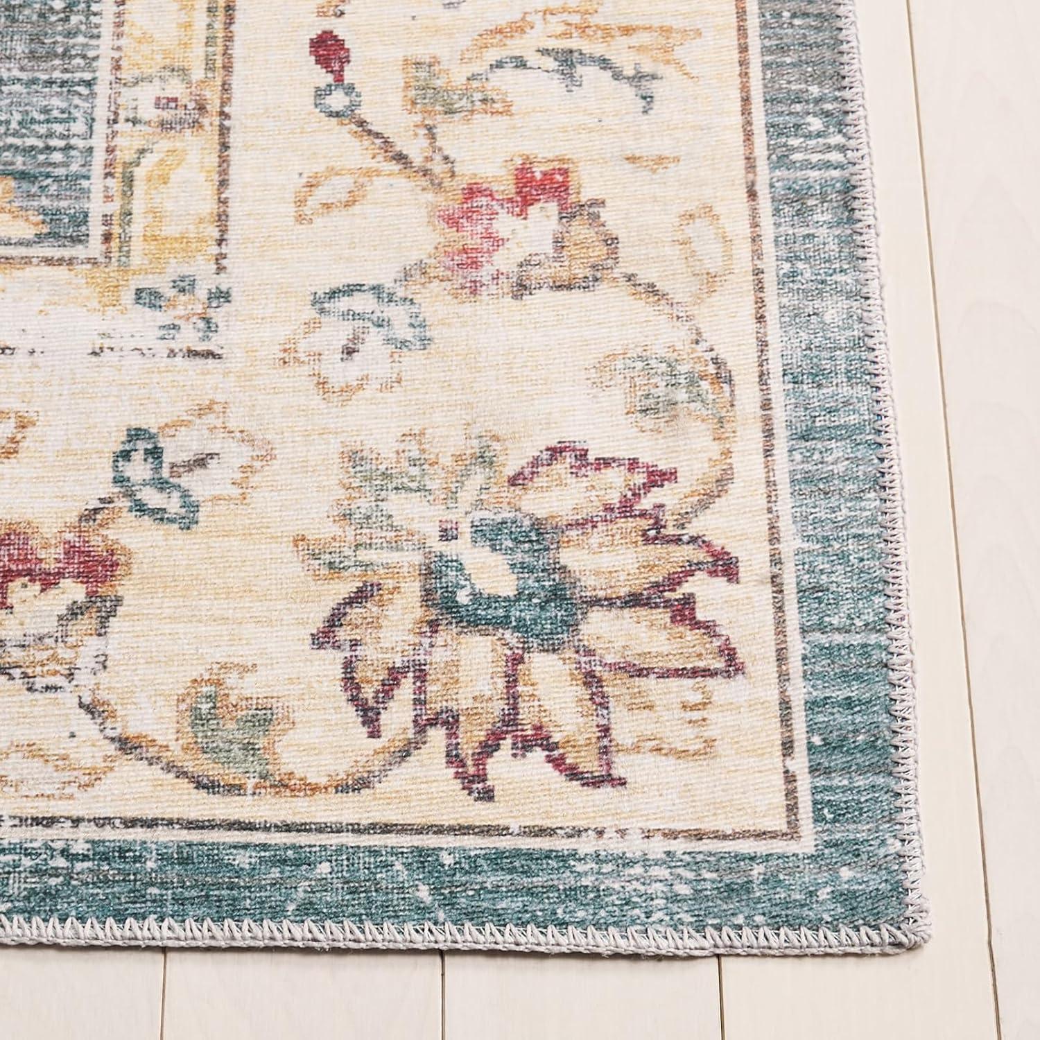 image:imageSAFAVIEH Washable Rug Arizona Collection 5 x 8 Green amp Beige Slip Resistant amp Easy to Clean Ideal for Living Room Bedroom Home Office Dining Space ARZ112YGreenBeige