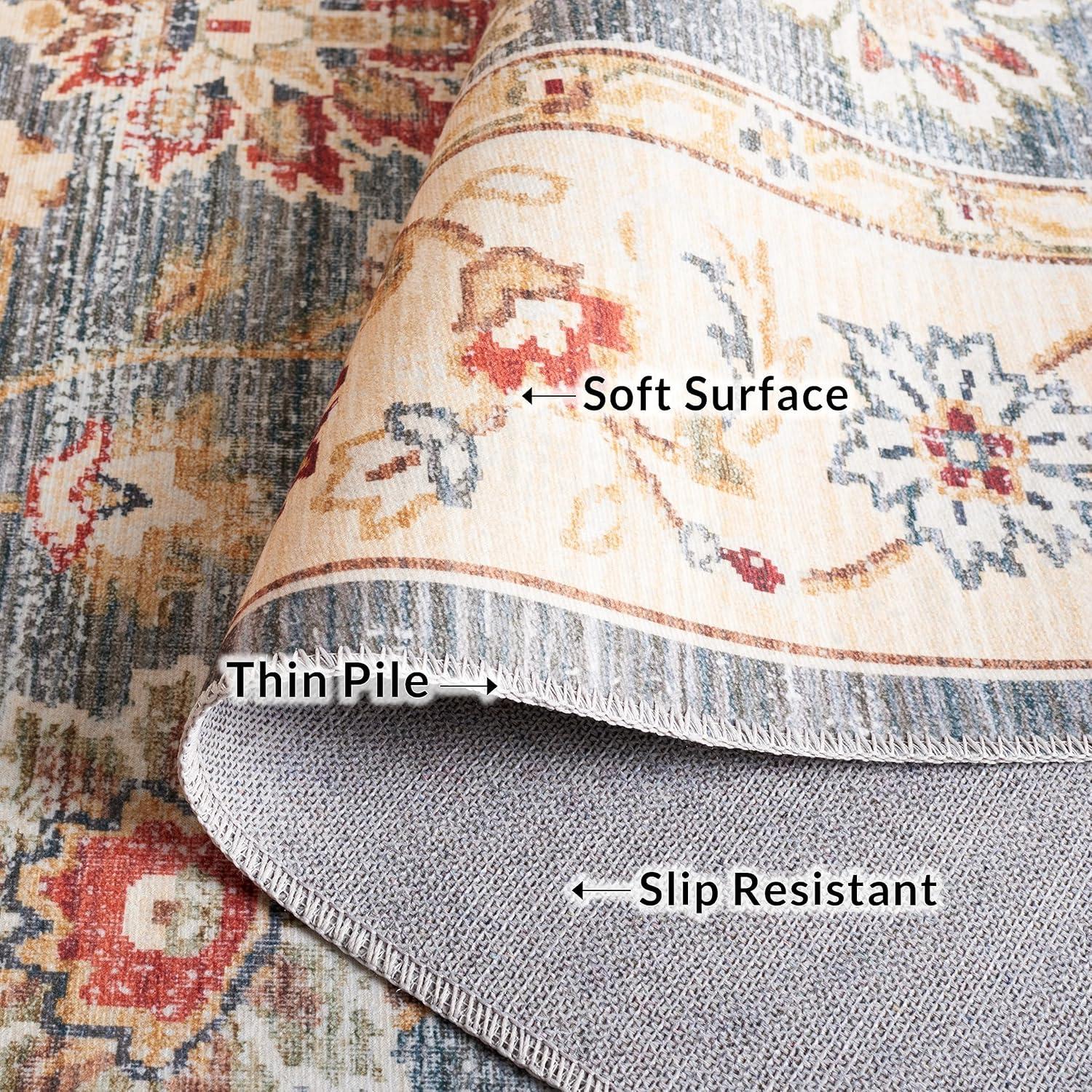 image:imageSAFAVIEH Washable Rug Arizona Collection 5 x 8 Green amp Beige Slip Resistant amp Easy to Clean Ideal for Living Room Bedroom Home Office Dining Space ARZ112YGreenBeige