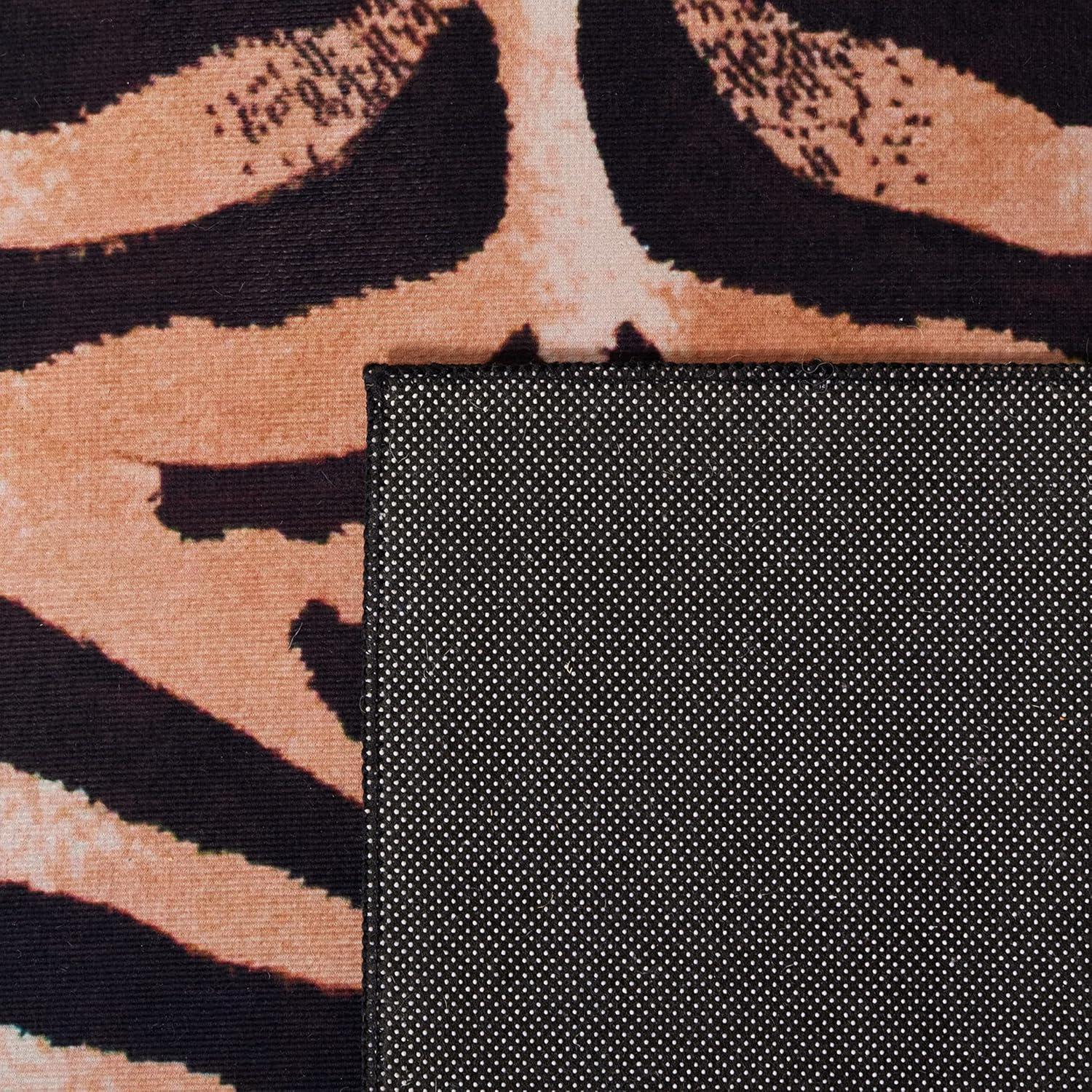 image:imageSAFAVIEH Washable Rug Faux Hide Collection 5 x 8 Light Orange amp Black Slip Resistant Tiger Print Pattern Ideal for Living Room Bedroom Home Office Dining Space FAH547PLight OrangeBlack