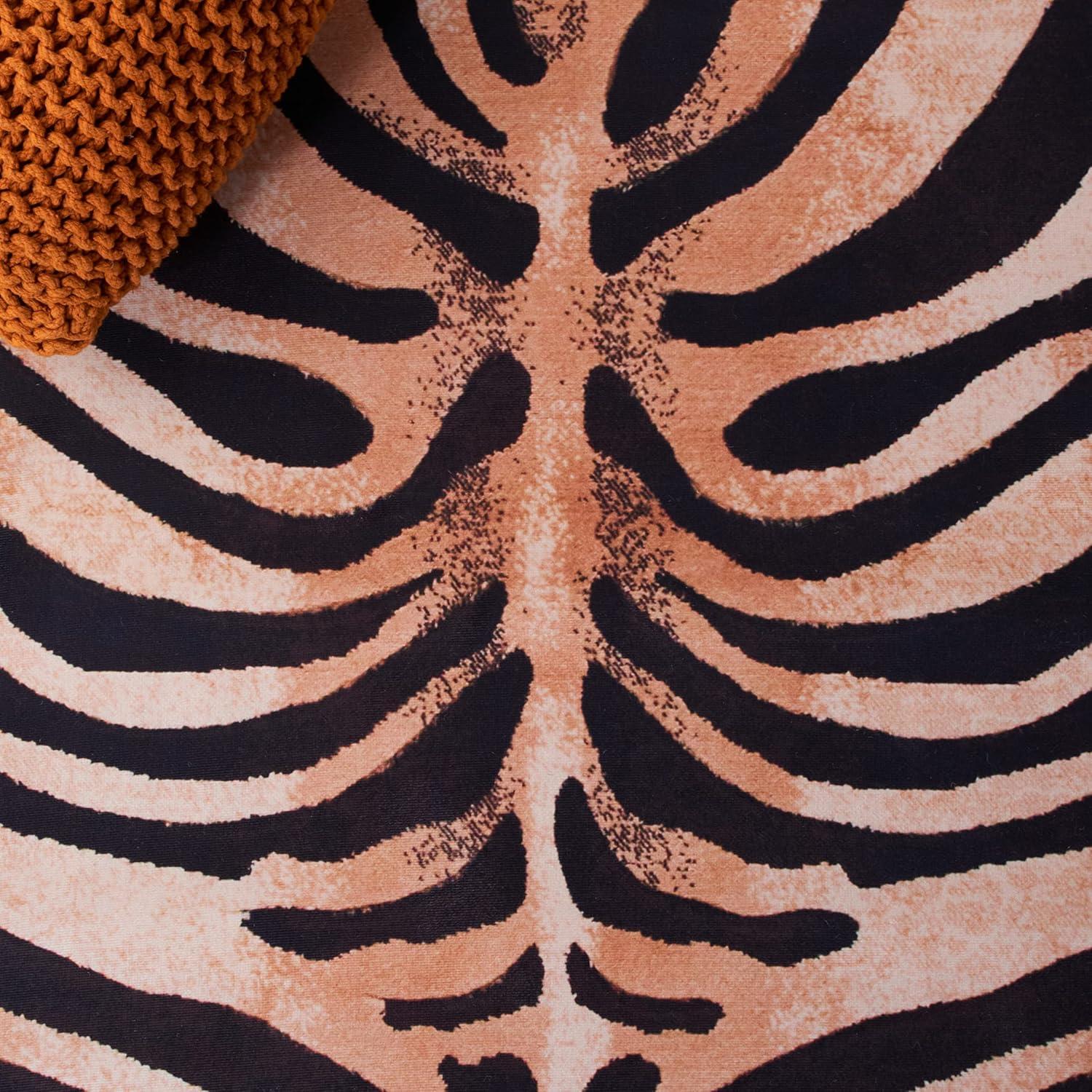 image:imageSAFAVIEH Washable Rug Faux Hide Collection 5 x 8 Light Orange amp Black Slip Resistant Tiger Print Pattern Ideal for Living Room Bedroom Home Office Dining Space FAH547PLight OrangeBlack