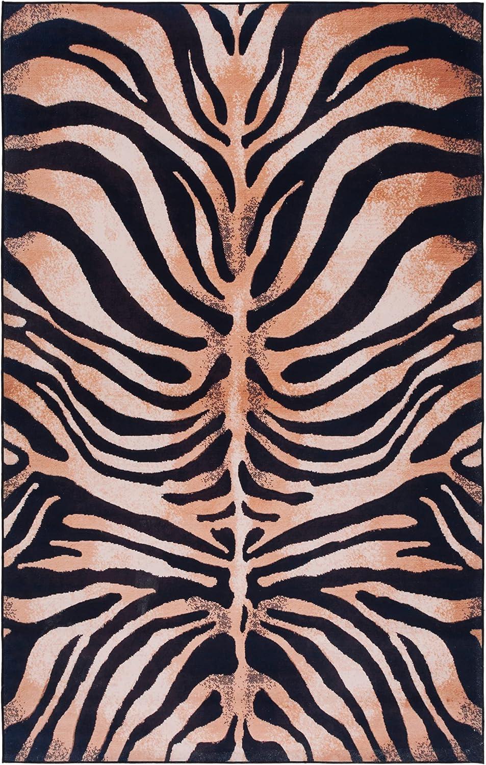 image:imageSAFAVIEH Washable Rug Faux Hide Collection 5 x 8 Light Orange amp Black Slip Resistant Tiger Print Pattern Ideal for Living Room Bedroom Home Office Dining Space FAH547PLight OrangeBlack